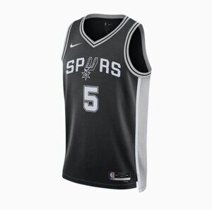 Dejounte Murray San Antonio Spurs Nike Black White Swingman Icon Jersey L